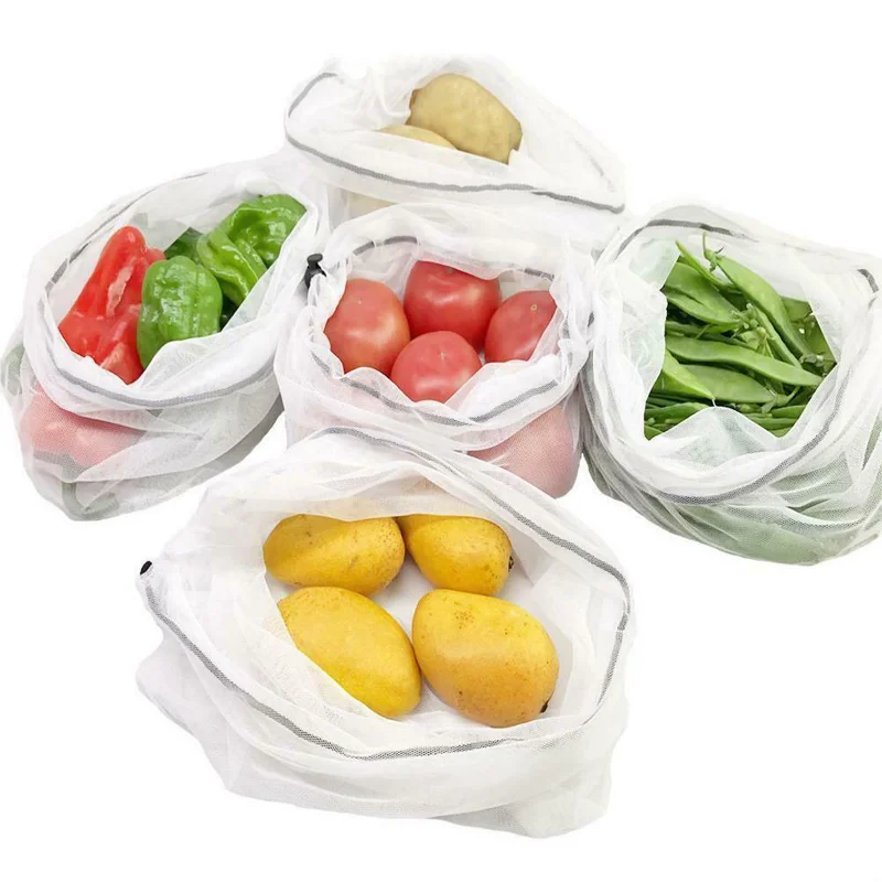 5 шт многоразовые сетки производят сумки супермаркета продуктовые для фруктов овощей хранения покупок эко