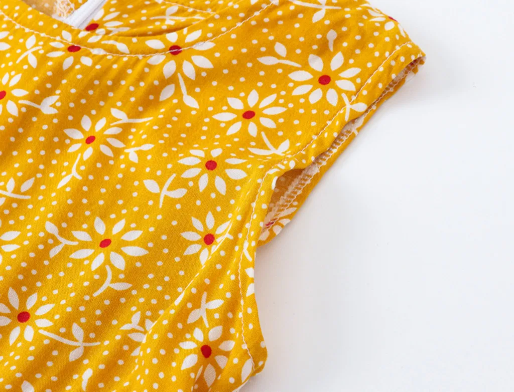 Toddler Baby Kids girls dress Floral Flowers Ruched Strap Summer Princess Dress 2-7 Years old children clothes summer #B