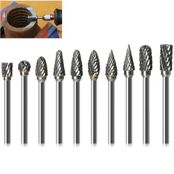 Foret rotatif en acier au carbure de tungstène, outils abrasifs, lime de meulage à Double motif, tête de coupe pour ponçage/polissage 