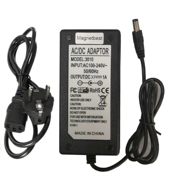 33V 1A 33 Volt 1000mA Adapter Charger DC 5.5x2.1mm/2.5mm with US EU
