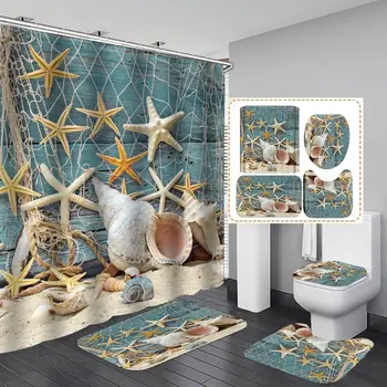 

Starfish. Shell Creative Series 3D Digital Printing Shower Curtain Graphic Customization shower curtains bathroom curtain