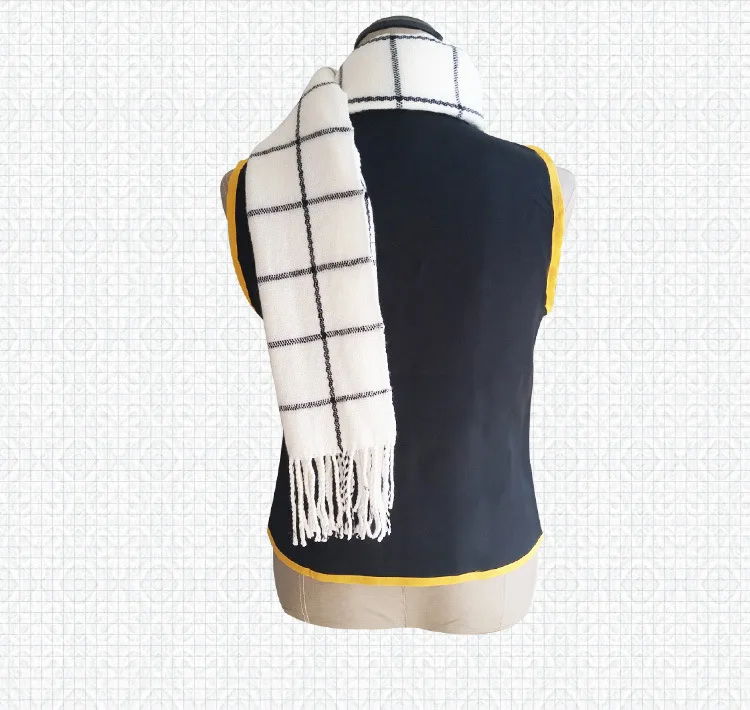 妖精的尾巴 魔导士 纳兹·多拉格尼尔 黑白格子毛呢加厚围巾现货35 (7)