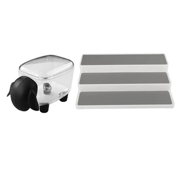 

1Pcs Lovely Sheep-Shaped Plastic Toothpick Storage Boxs Black & 1Pcs Cosmetics Storage Rack Ladder Frame