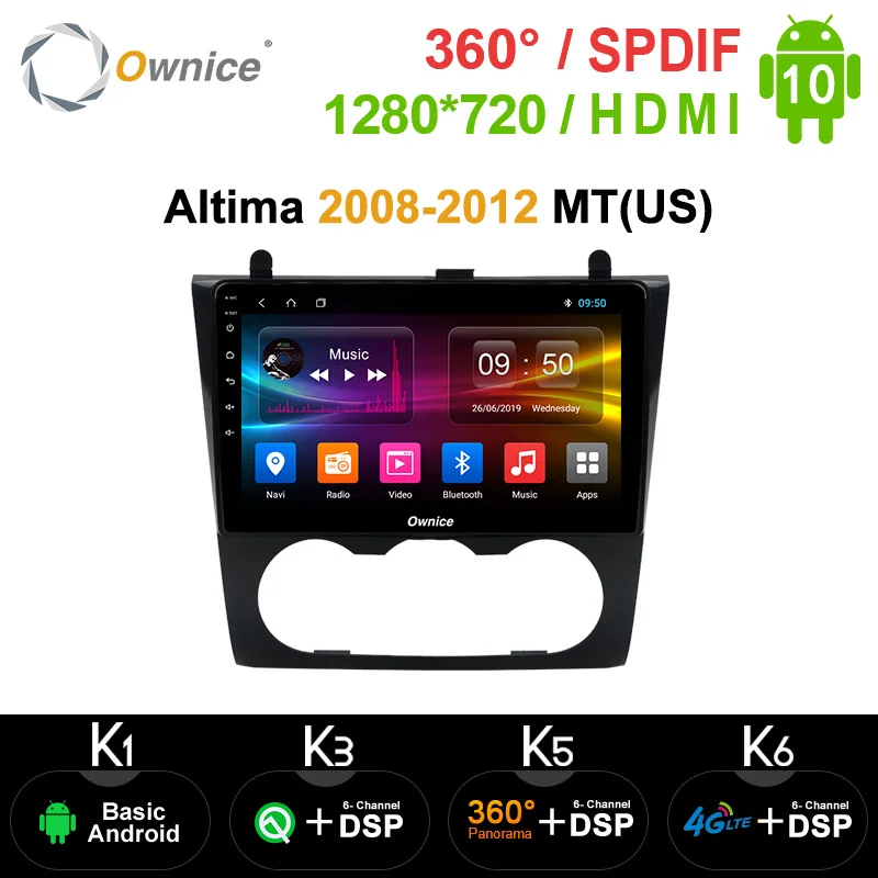 Ownice Android10.0 8 ядро 4glte 360 панорама DSP SPDIF плеер GPS Navi Радио 9 &quotk3 k5 k6 для Nissan altima 2008-2012 MT