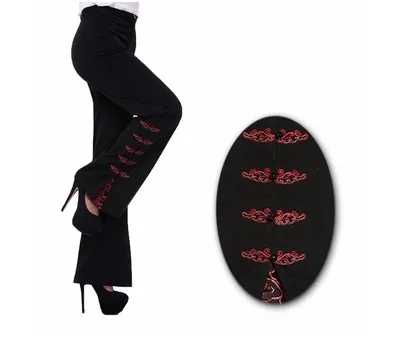 Autumn Autumn style Plus Size 5XL tall waist Embroidered costume split micro speaker Chinese Style trousers women pants - Цвет: Небесно-голубой