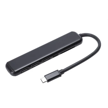 

Portable 7 In 1 Type-C Usb 3.0 Aluminum Alloy Hub Adapter With Pd Fast Charger Sd/Tf Card Reader For Laptop (Black)