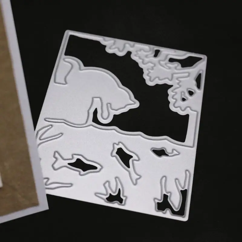 

Cat and Fish Metal Cutting Dies Stencil DIY Scrapbooking Album Stamp Paper Card Embossing Decor Craft
