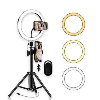 

LED Ring Light 5600K 10inch 26cm Lamp Dimmable Photography Studio Video With 150CM Tripod Selfie Stick&USB Plug Phone Holder