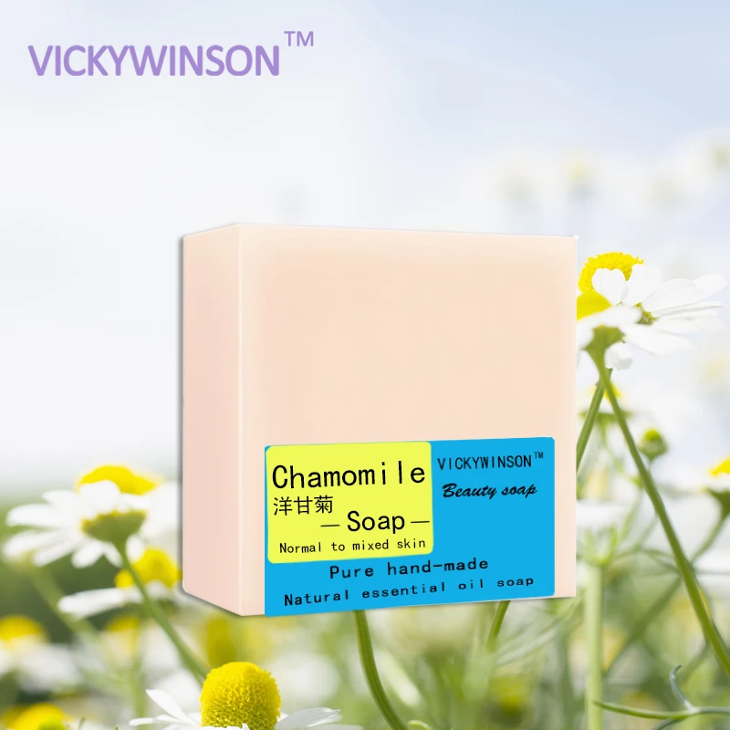 

VICKYWINSON Chamomile handmade soap 100g smoothing the skin Enhance the elasticity Improve dry itchy skin microcirculation