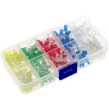 

5-Color 300pcs 3mm 5mm Light Emitting Diode Boxed Led Lamp Beads Component Practical Electronic DIY Kit