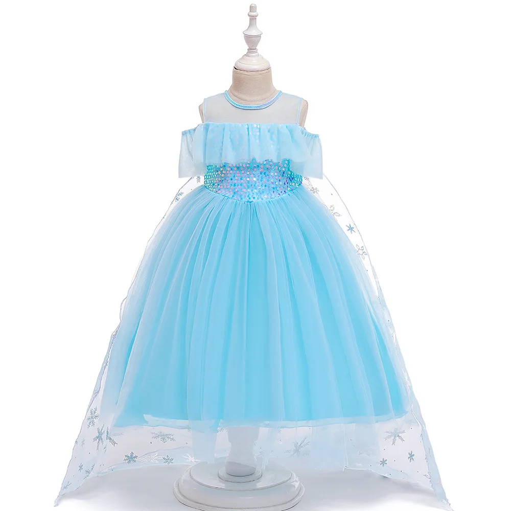 Новое платье принцессы Эльзы для девочек на день рождения, вечернее платье детские рождественские платья, маскарадный костюм для детей 4, 6, 8, 10 лет
