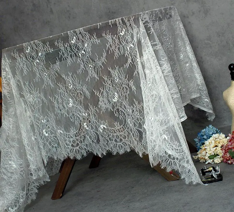 3meter Bridal Chantilly Lace Fabric Lingerie Eyelash Soft Fabric