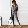 TYHRU Autumn Winter Women's tracksuit Solid Color Striped Turtleneck Sweater and Elastic Trousers Suits Knitted Two Piece Set ► Photo 2/6