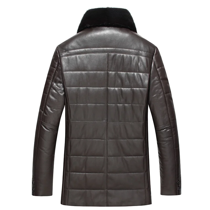

Winter Men Genuine Leather Coat Sheepskin Mink Collar Real Leather Down Coat Mens Leather Jacket Plus Size 1768 LWL1076