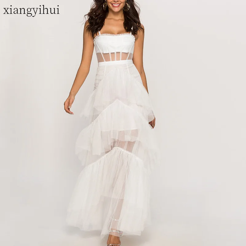 Beach Sexy Black Long Party Dresses for Women 2020 Fashion Strapless Summer High Waist Mesh Dress New Elegant Chic Boho | Женская одежда