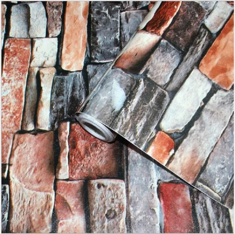 ПВХ обои Контактное дерево обои с имитацией камня стикер на стену для гостиной украшения спальни