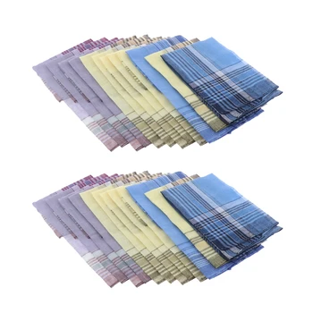 

24Pack Men's Plaid Pattern Cotton Handkerchiefs 36x35 cm Classic Pocket Square Hanky носовые платки men's Suit Handkerchief