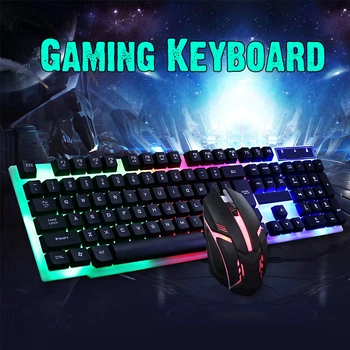 

2.4G 1200dpi RGB Gaming Keyboard Combos USB Wired Backlit Anti-ghosting for computer gamer laptop