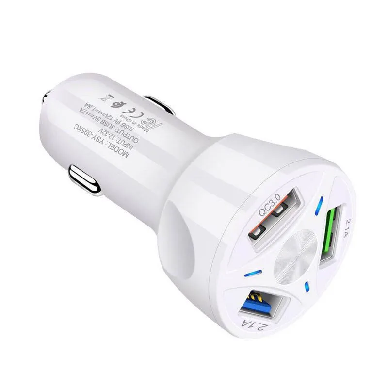 50 шт. QC 3,0 3 USB Автомобильное зарядное устройство 3A Быстрая зарядка для iphone 11 универсальный для samsung huawei P30 Pro Быстрая зарядка