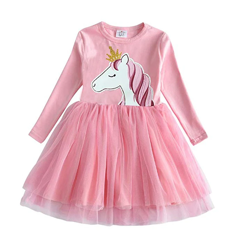 Dxton/Одежда для маленьких девочек платья для маленьких девочек с животными, Vestdios, платье для девочек платье принцессы с длинными рукавами для детей возрастом от 2 до 8 лет