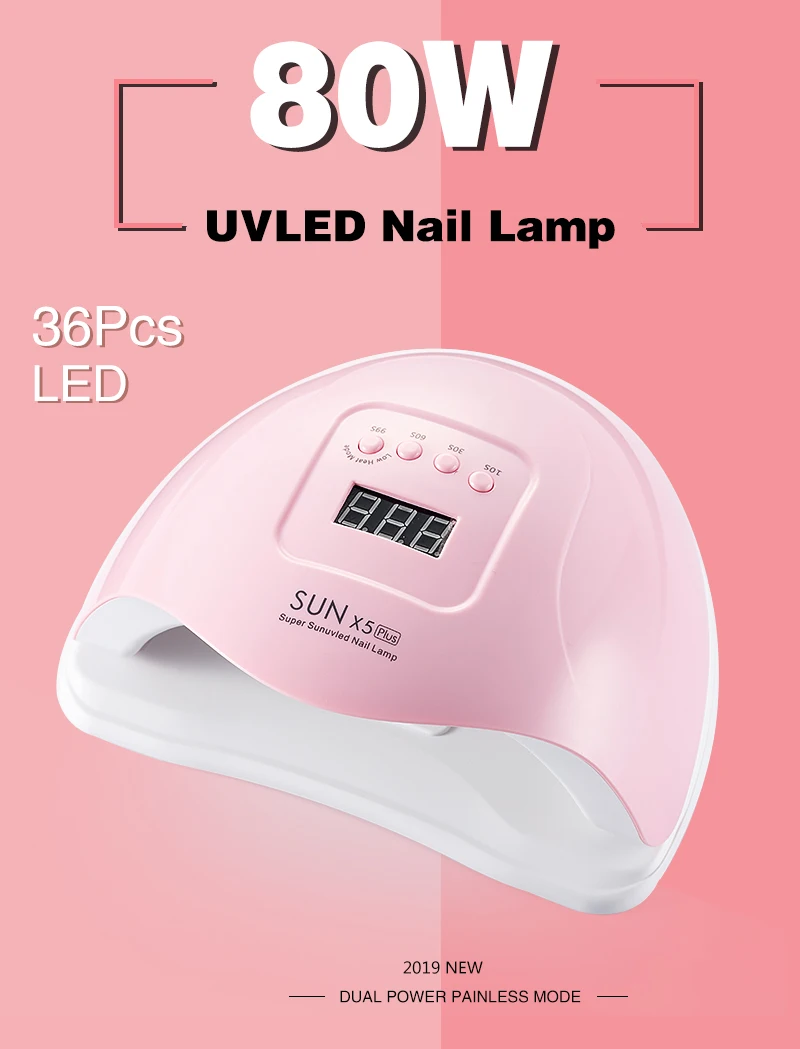 profession UV Lamp SUN x5MAX LED Lamp Nail Dryer LCD Display 80W Nail Dryer For manicure Gel Polish Auto Sensor Timer UV Cabin