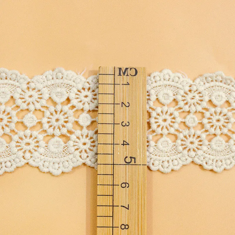 4 야드/로트 화이트 베이지 코튼 자수 레이스 네트 리본 패브릭 트림 DIY 바느질 수제 공예 재료