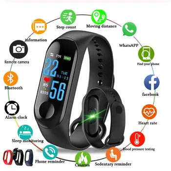 

M3 Smart Watch Bracelet Band Fitness tracker Wristband Heart Rate Activity Screen Smart Electronics Bracelet watch inteligente