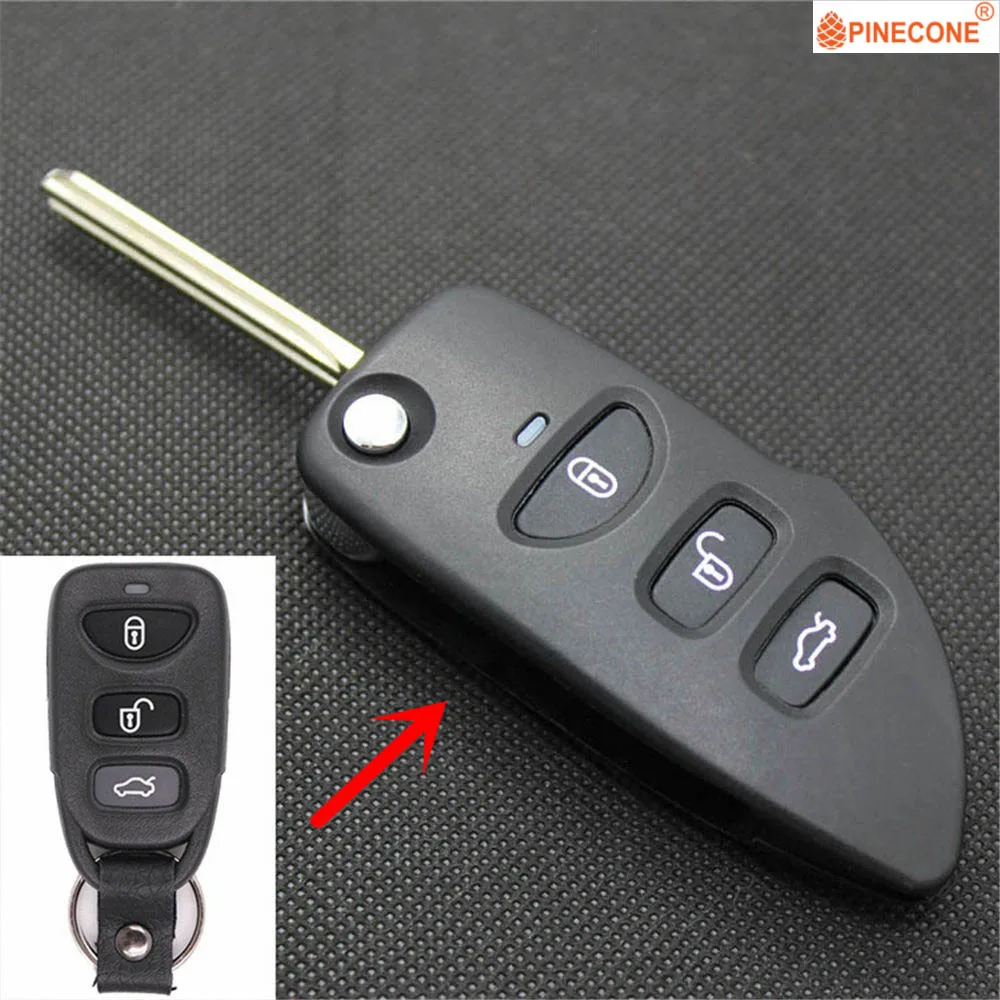

PINECONE Key Case for Hyundai Sonata NF Car Key 3 Button Blank Blade Modified Remote Key Fob Shell