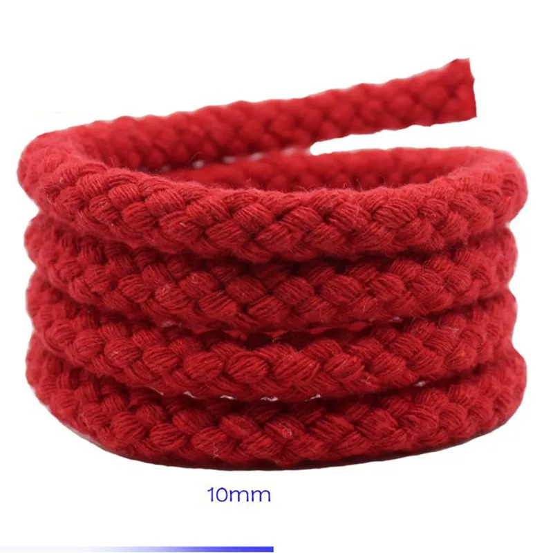  10mmx100cm colored cotton rope red black white bleached braided rope kindergarten handmade rope - 4000090659690