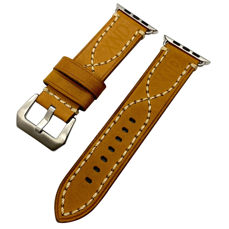 Light Brown Ремешок из натуральной кожи для apple watch band 5 4 44 мм 40 мм Высокое качество iwatch correa 3 42 мм 38 мм браслет аксессуары для часов - Цвет ремешка: Light Brown