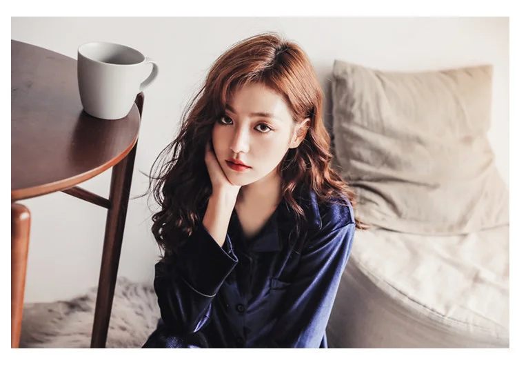 2 Pieces Velvet Pajamas Set Spring Autumn Women Sleepwear Solid Home Suit Long Sleeve Nightgown For Female Ladies Pyjamas Pajama Sets Aliexpress