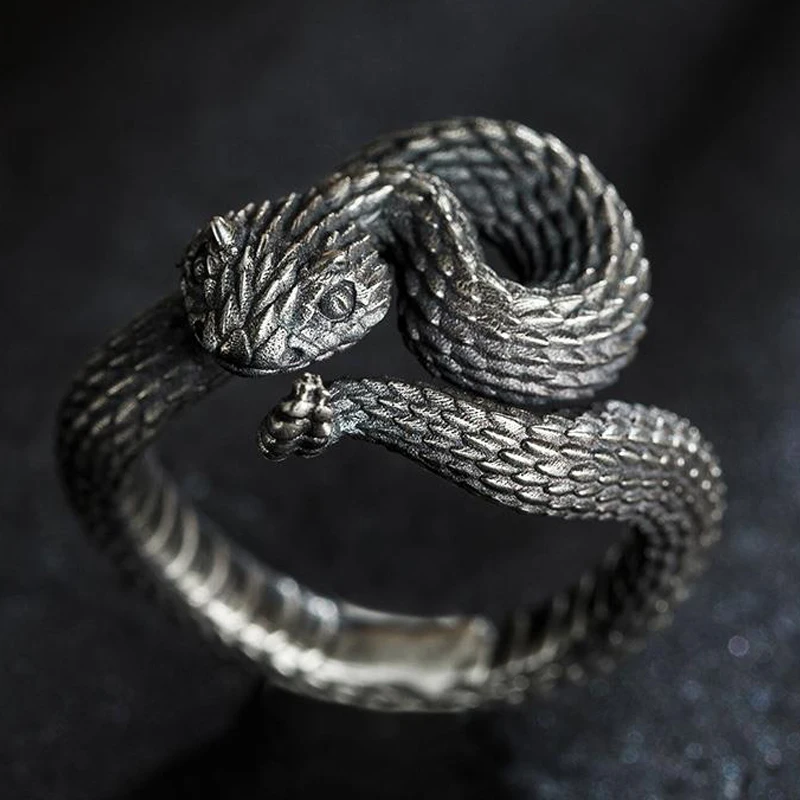 Silver Plated Opening Adjustable Snake Animal Finger Ring Women's Jewelry Gif  L 