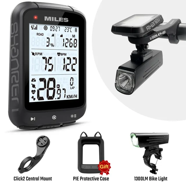 SHANREN MILES GPS Bike Computer Wireless Bicycle Speedometer ANT+ Bluetooth Cycling Computer Miles Cli2 1300 Pie