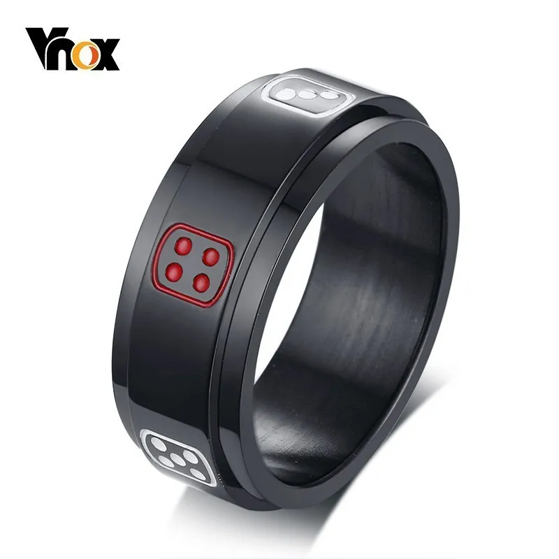 Vnox стильный Спиннер anel masculino черный мужской из нержавеющей стали кольца на удачу