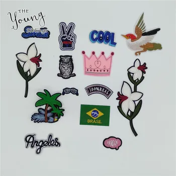 

High quality Cartoon Hot melt adhesive Applique Embroidery patches stripes DIY Sewing Clothing Decorate Accessories C5283-C5306