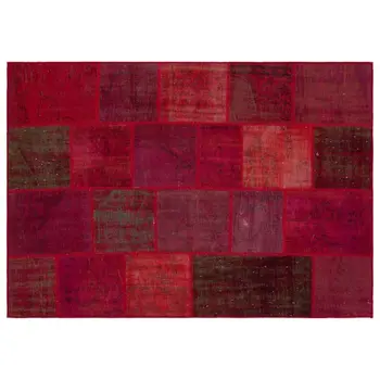 

Handmade Red Vintage Overdyed Patchwork Area Rug 160x230 Cm-5'3''X7'7''
