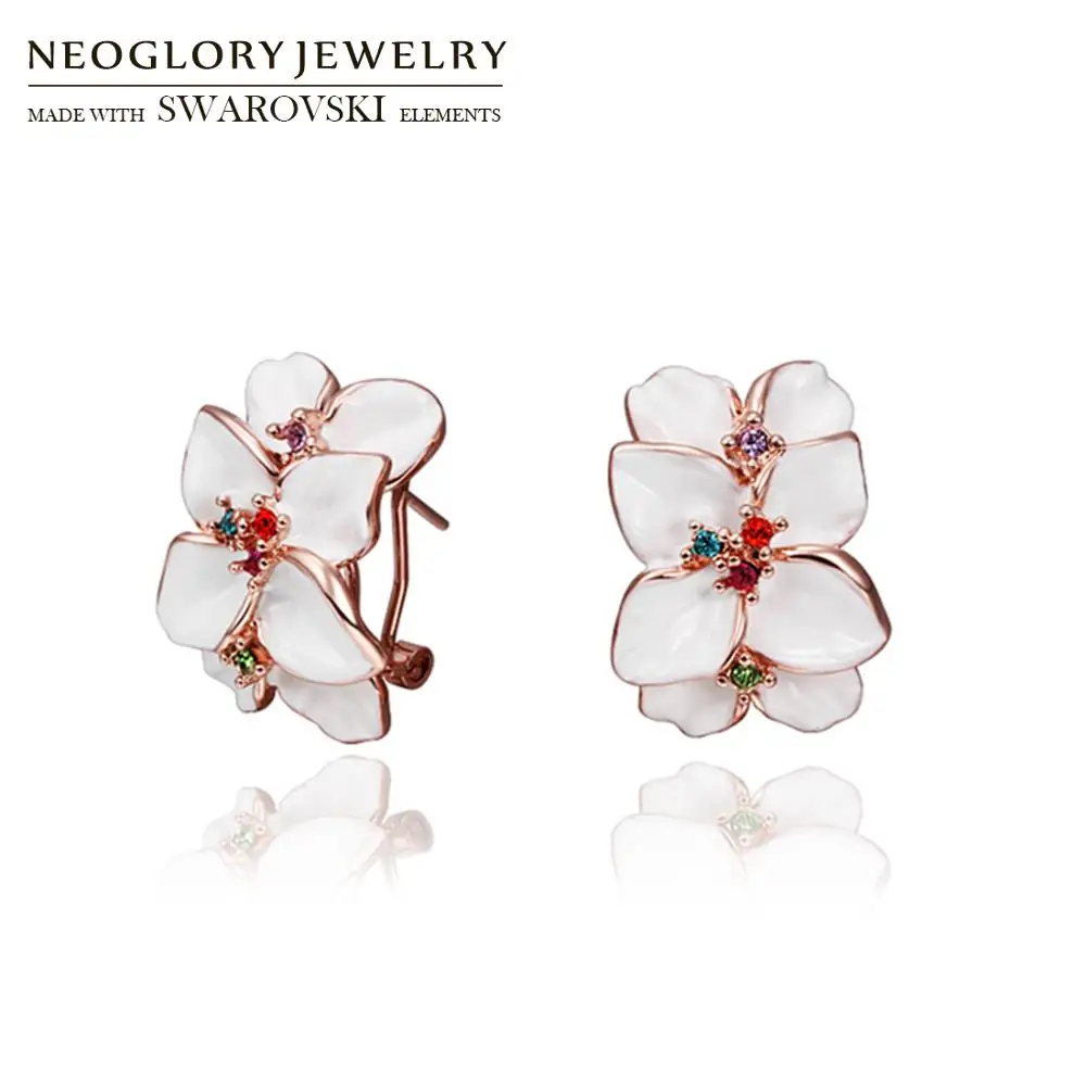 Серьги Neoglory модная Ювелирная серьга 2020 в форме розы эмалированные для женщин