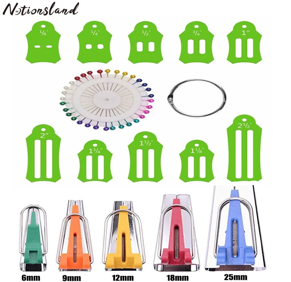 

17Pcs/set Folding Fabric Tape Maker Fabric Binding Biasing Strip for Household Sewing Quilting Pins Handmade DIY Patchwork Tool