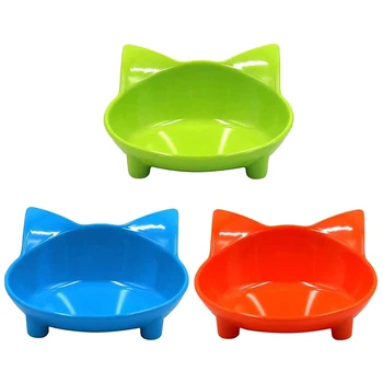

Cat Bowl, Non-Slip Pet Feeding Bowl, Shallow Wide Flat Cat Water Bowl and Dish, Three-Piece Set (Green, Blue, Orange)