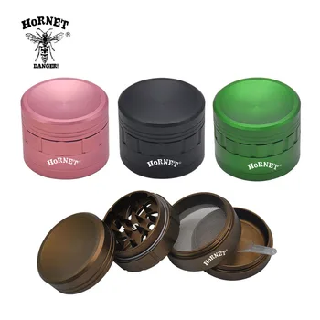 

HORNET Metal Tobacco Herb Grinders Premium Aluminum Smoking Grinder 63MM 4 Piece Sharp Shark Teeth Suit Smoke Pipes