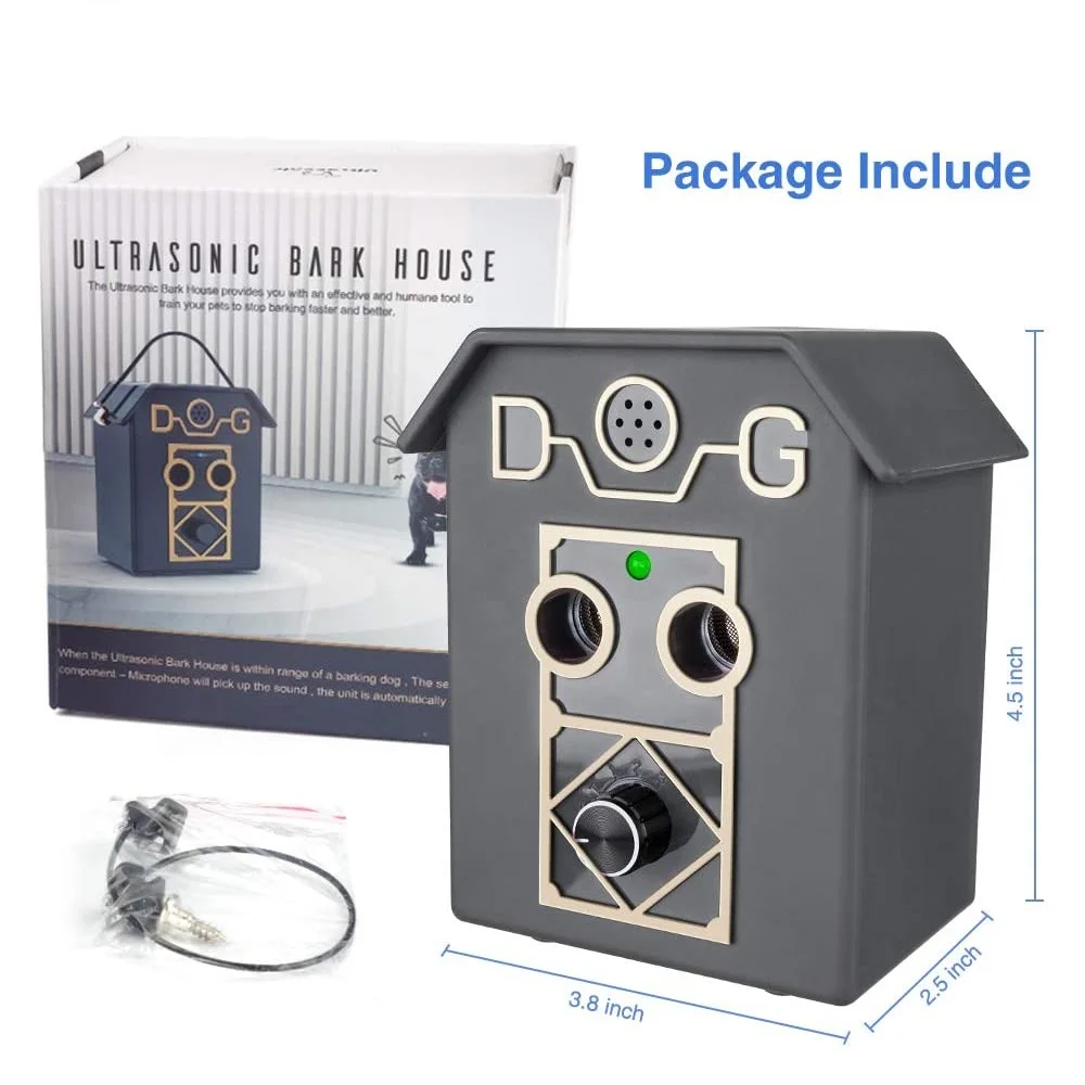 Upgrade Anti-Barking Device Pet Training Ultrasonic BARK House Durable Dog Detterrents with 2 Sound Speakers
