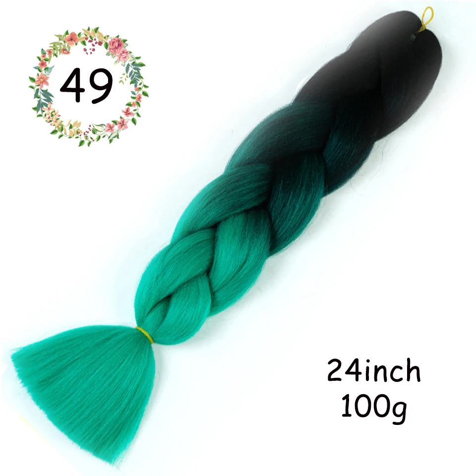2" Ombre Jumbo косички вязанные крючком косички Прически для наращивания волос фиолетовый розовый черный синтетические волосы косички для женщин Косплей Вечерние - Цвет: 49