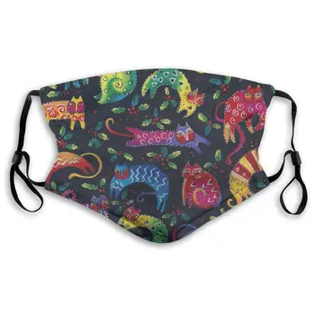 

Cute Cat Printed Dust Mouth Mask With Replaceable Filter, Reusable Breathable Mask For Women And Men