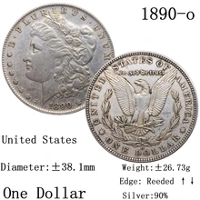 Stany zjednoczone ameryki 1890 O Morgan 90 srebro 1 jeden dolar kopia moneta Liberty USA w bogu kolekcja pamiątkowe monety tanie tanio CN (pochodzenie) Metal Imitacja starego przedmiotu CASTING 1880-1899 People