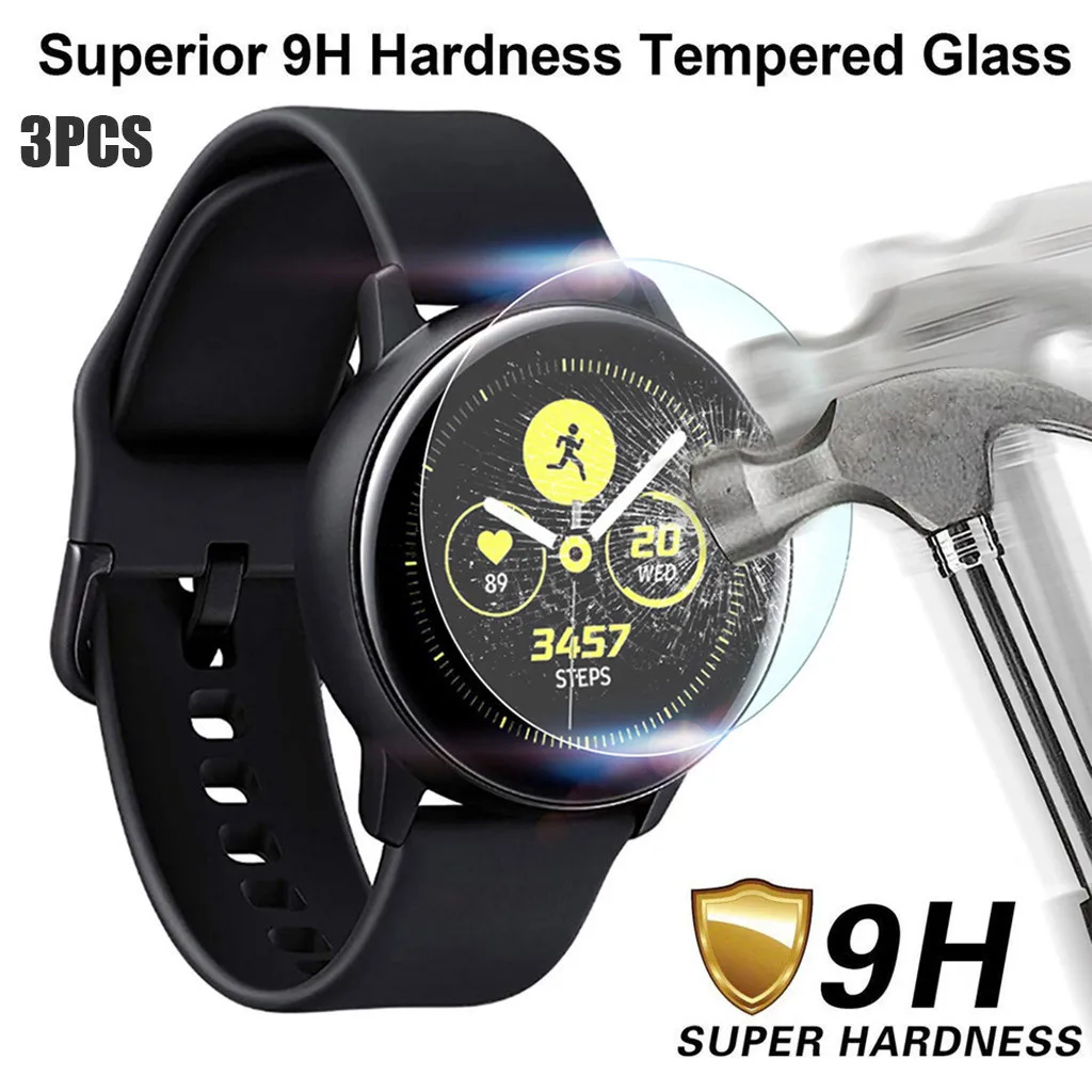 

3pcs Tempered Glass on For Samsung Galaxy Watch Active 2 44mm Smart Watches vidrio templado Screen Protector Film Bubble Free 9h