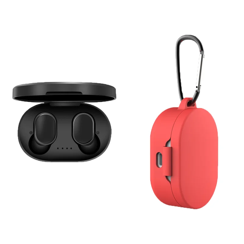 black red A6S беспроводные наушники TWS для Xiaomi Redmi Airdots, наушники Bluetooth 5,0, наушники с шумоподавлением, микрофон для iPhone, huawei, samsung - Цвет: black red