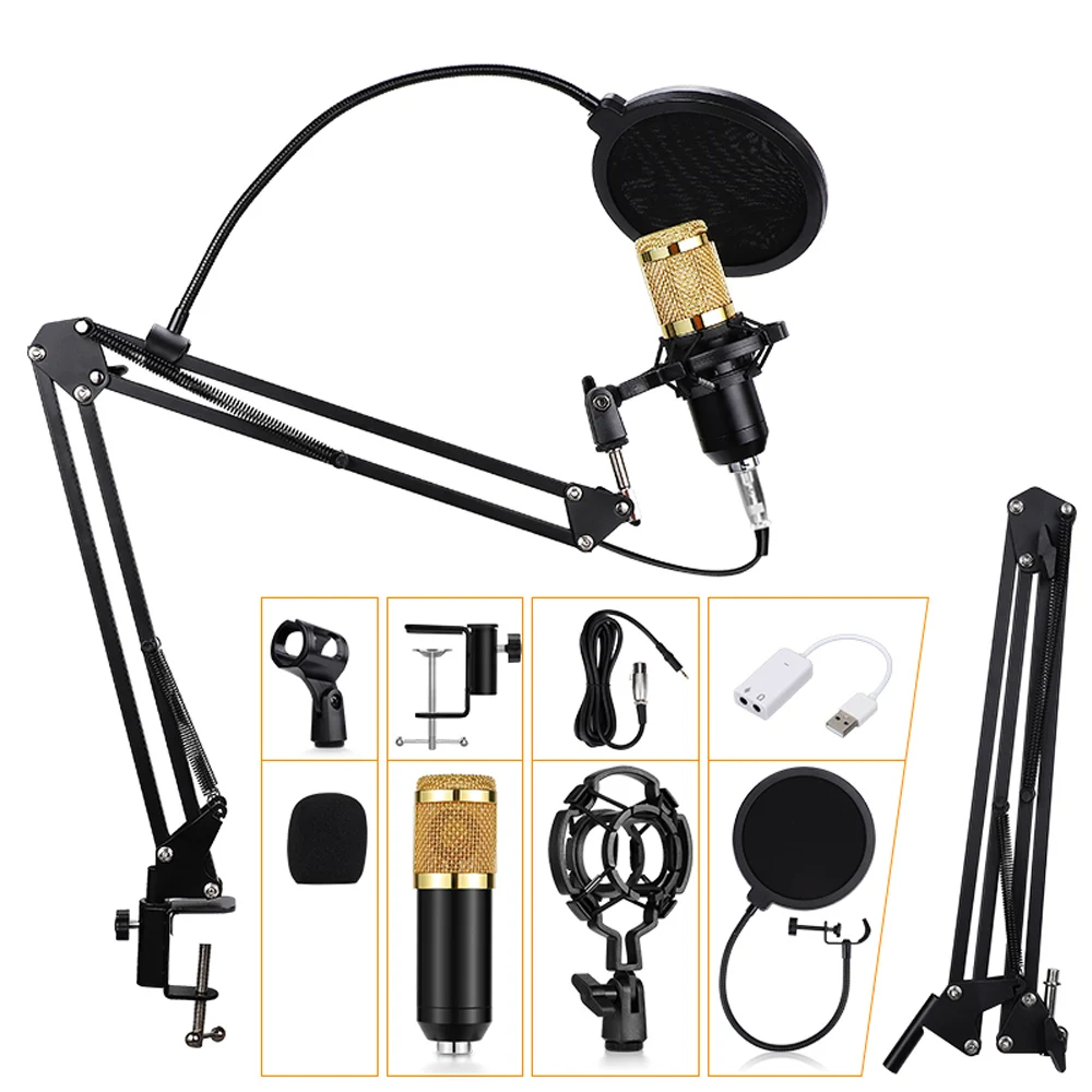 BM800 Microphone Kits Professional Mic Stand Studio Condenser Vocal Recording KTV Karaoke Microphone For Computer Studio Record 7