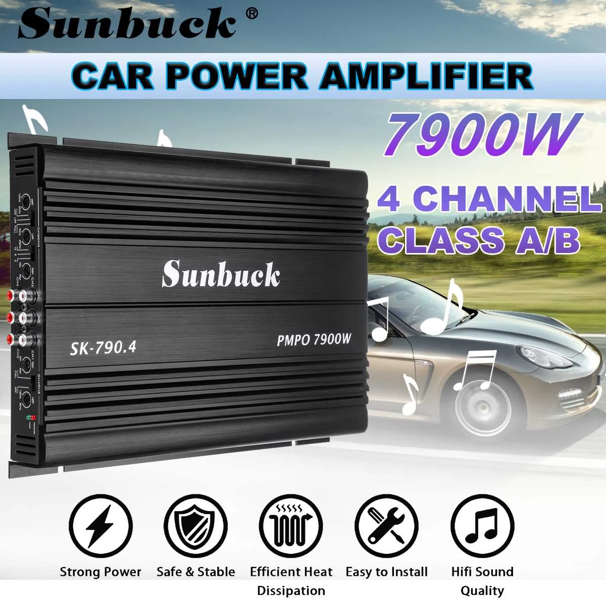 AMPLIFICADOR DE sonido estéreo para Subwoofer potente de aleación de aluminio, 12V, 7900W|Amplificadores estéreo| - AliExpress