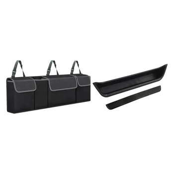 

2 Set Car Accessories: 1 Pcs Rear-Seat Storage Bag Foldable Hanging Bag & 1 Set Dashboard Storage Organizer Box