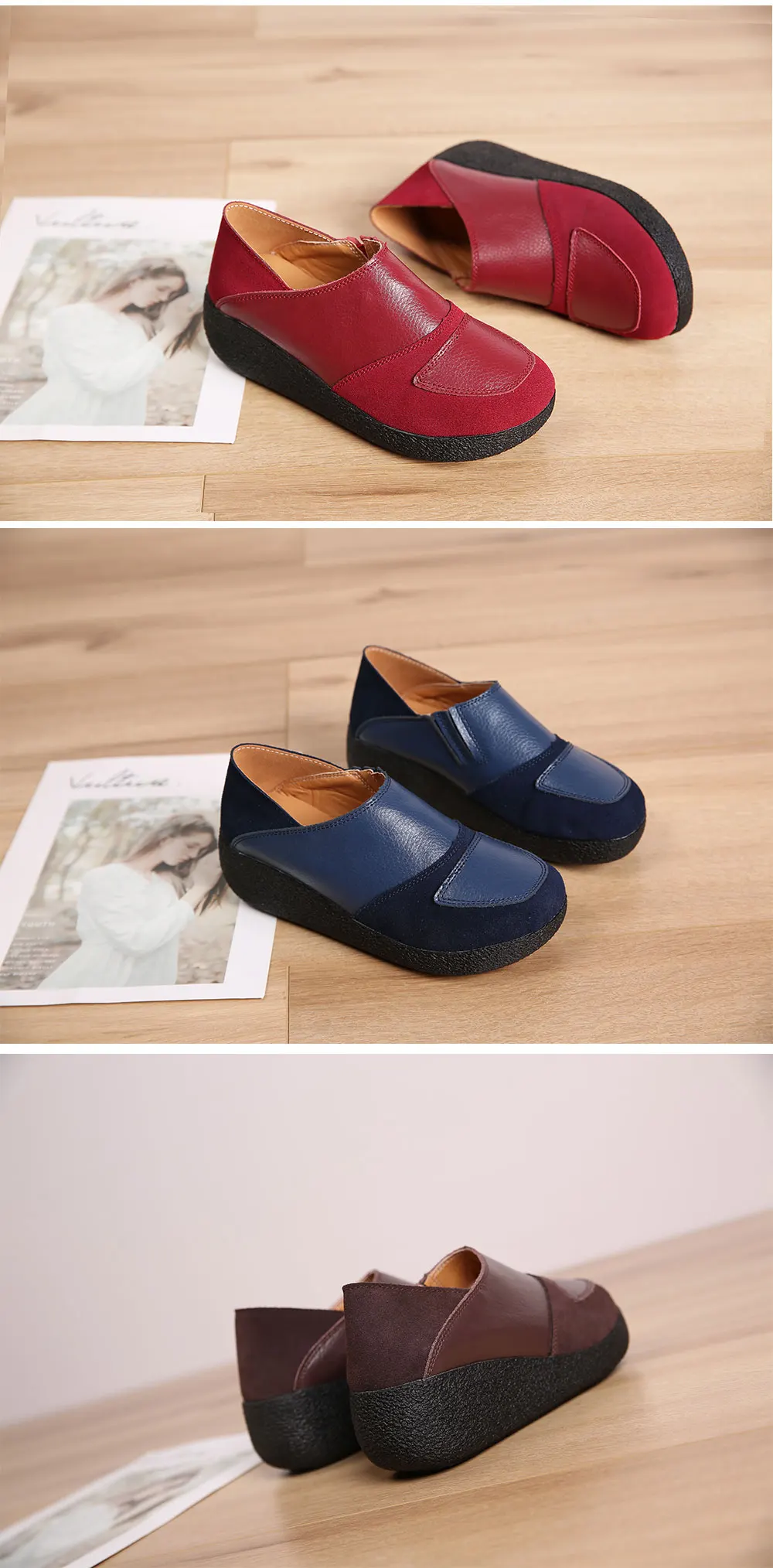 AARDIMI Genuine Leather Women Flat Platform Shoes Woman Casual Flats Slip-On Loafers Autumn Female Large Size Ladies Shoes